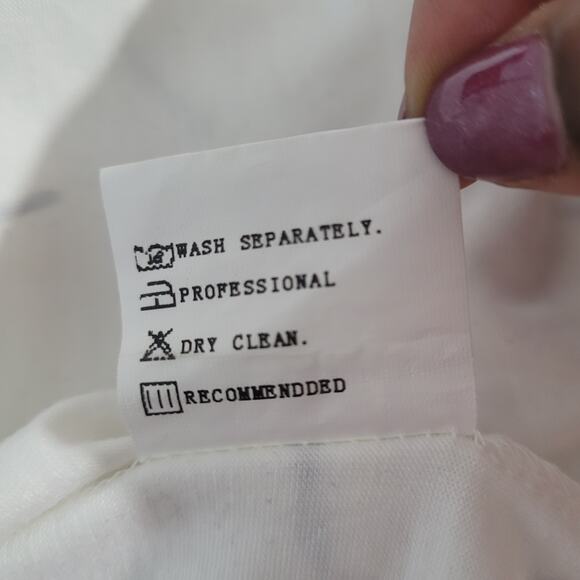 NORACORA Womens White Gray Stripe Heart V-Neck Crochet Long Sleeve Top Size L - Picture 9 of 9